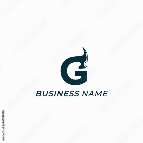 design logo creative letter G and hammer