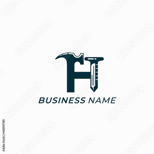 design logo creative letter H and hammer and nail