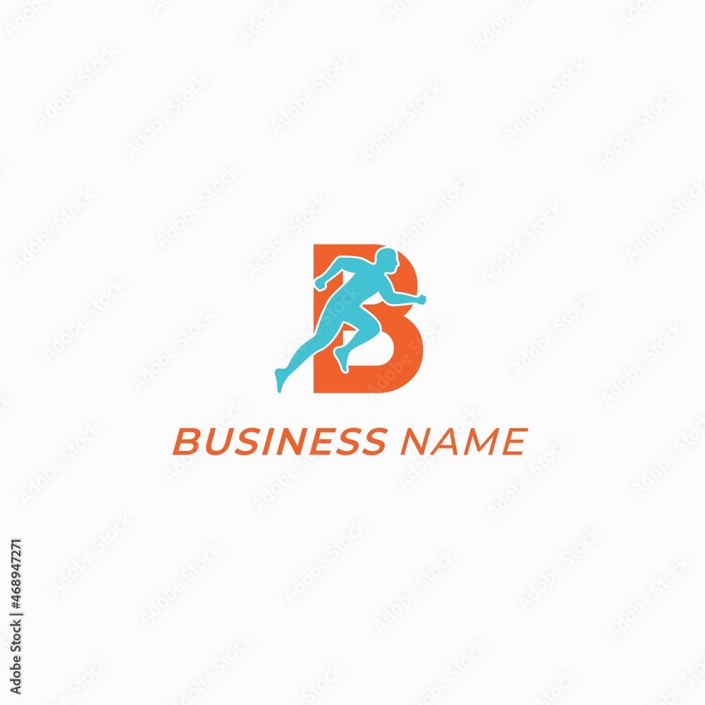 design logo creative sprint run and letter B design logo creative sprint run and letter B