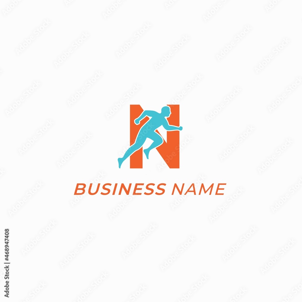 design logo creative marathon and letter N design logo creative marathon and letter N