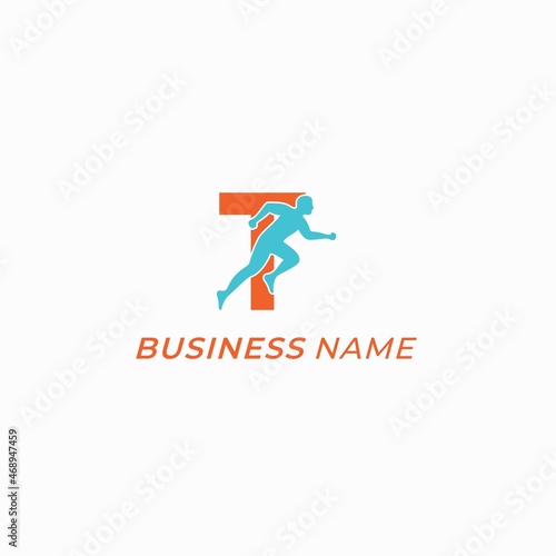 design logo creative marathon and letter T