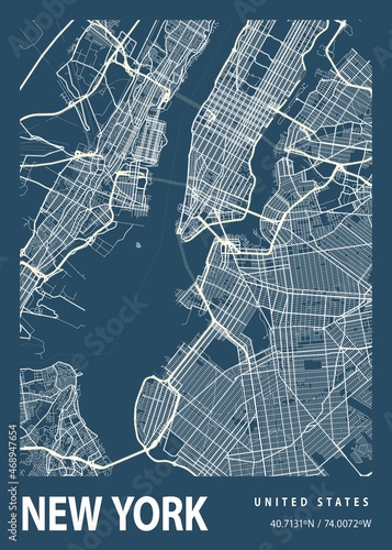 Canvas Print New York - United States Blueprint City Map