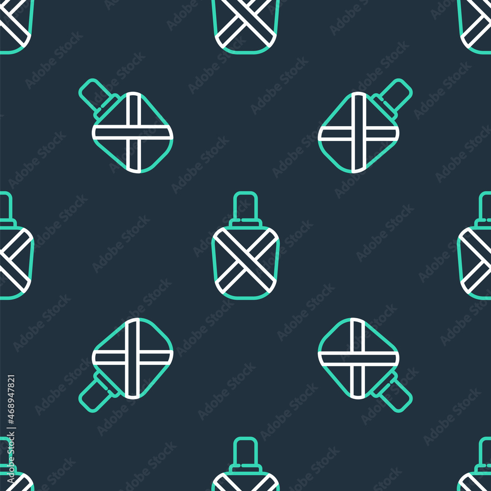 Line Canteen water bottle icon isolated seamless pattern on black background. Tourist flask icon. Jar of water use in the campaign. Vector Line Canteen water bottle icon isolated seamless pattern on black background. Tourist flask icon. Jar of water use in the campaign. Vector