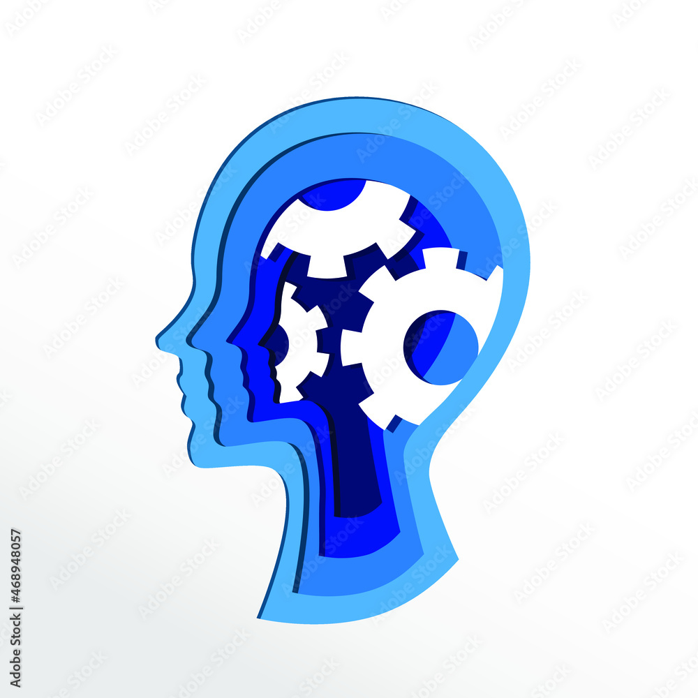 head with gears inside, concept head with gears inside, concept