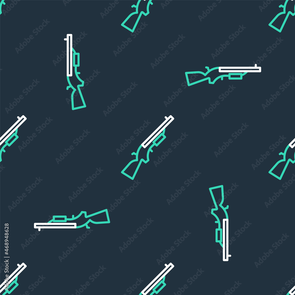 Line Shotgun icon isolated seamless pattern on black background. Hunting gun. Vector Line Shotgun icon isolated seamless pattern on black background. Hunting gun. Vector