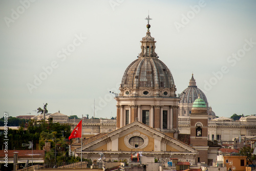 Dome of st peter's cathedral. Panoramic view from above on Rome and Vatican