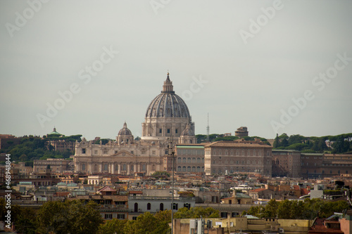 Dome of st peter's cathedral. Panoramic view from above on Rome and Vatican