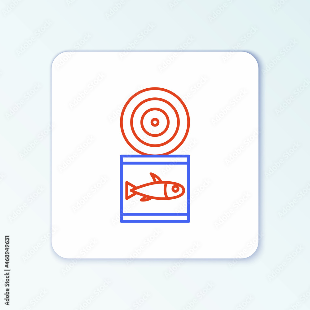 Line Canned fish icon isolated on white background. Colorful outline concept. Vector Line Canned fish icon isolated on white background. Colorful outline concept. Vector