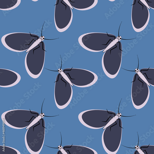 Seamless pattern, endless texture - Illustration on a square background - stylized moths - graphics. Summer, insects, unbearable ease of life. Design elements - Decoration of covers of notebooks