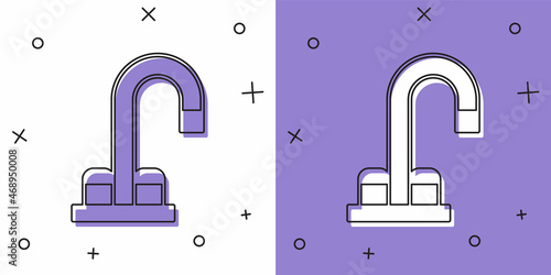 Set Water tap icon isolated on white and purple background. Vector