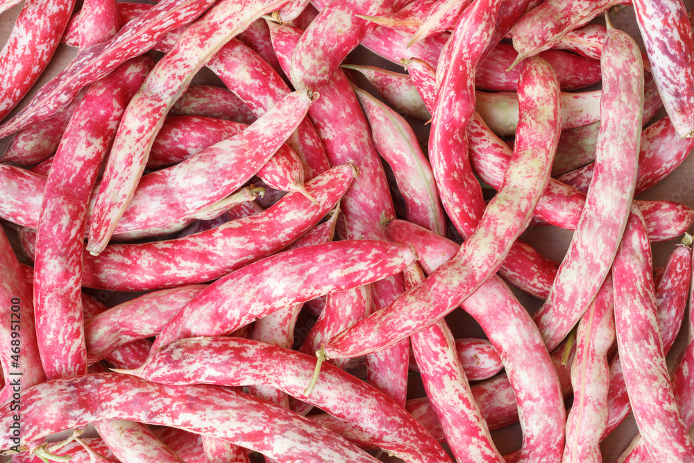 A pile of red and yellow speckled beans A pile of red and yellow speckled beans