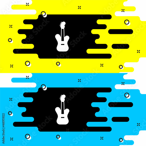 White Electric bass guitar icon isolated on black background. Vector
