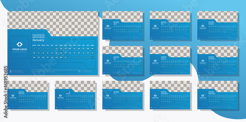 2022 Horizontal Modern Corporate Desktop Calendar Design Template Design Print-Ready Vector High Resolution 300 DPI File