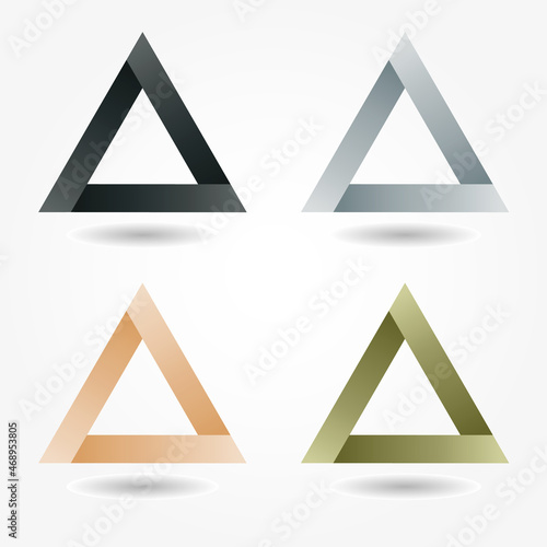 Icon set abstract business logo. Corporate, media, technology, style templates vector logo design. Volume shapes gradient black, gray, beige, marshy triangles.