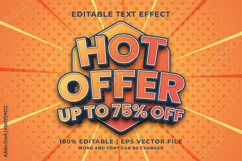 Editable text effect - Hot Offer 3d template style premium vector