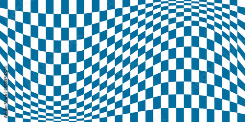 Flag optical illusion. Distorted chessboard