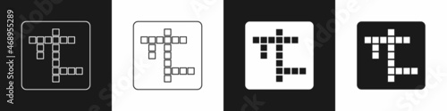 Set Crossword icon isolated on black and white background. Vector