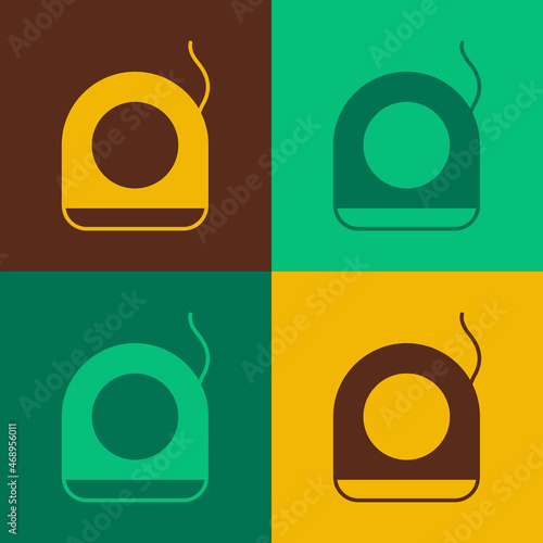 Pop art Dental floss icon isolated on color background. Vector