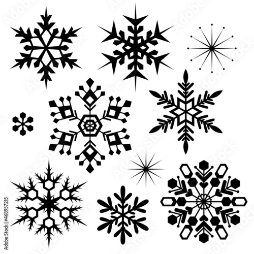 flat snowflakes set