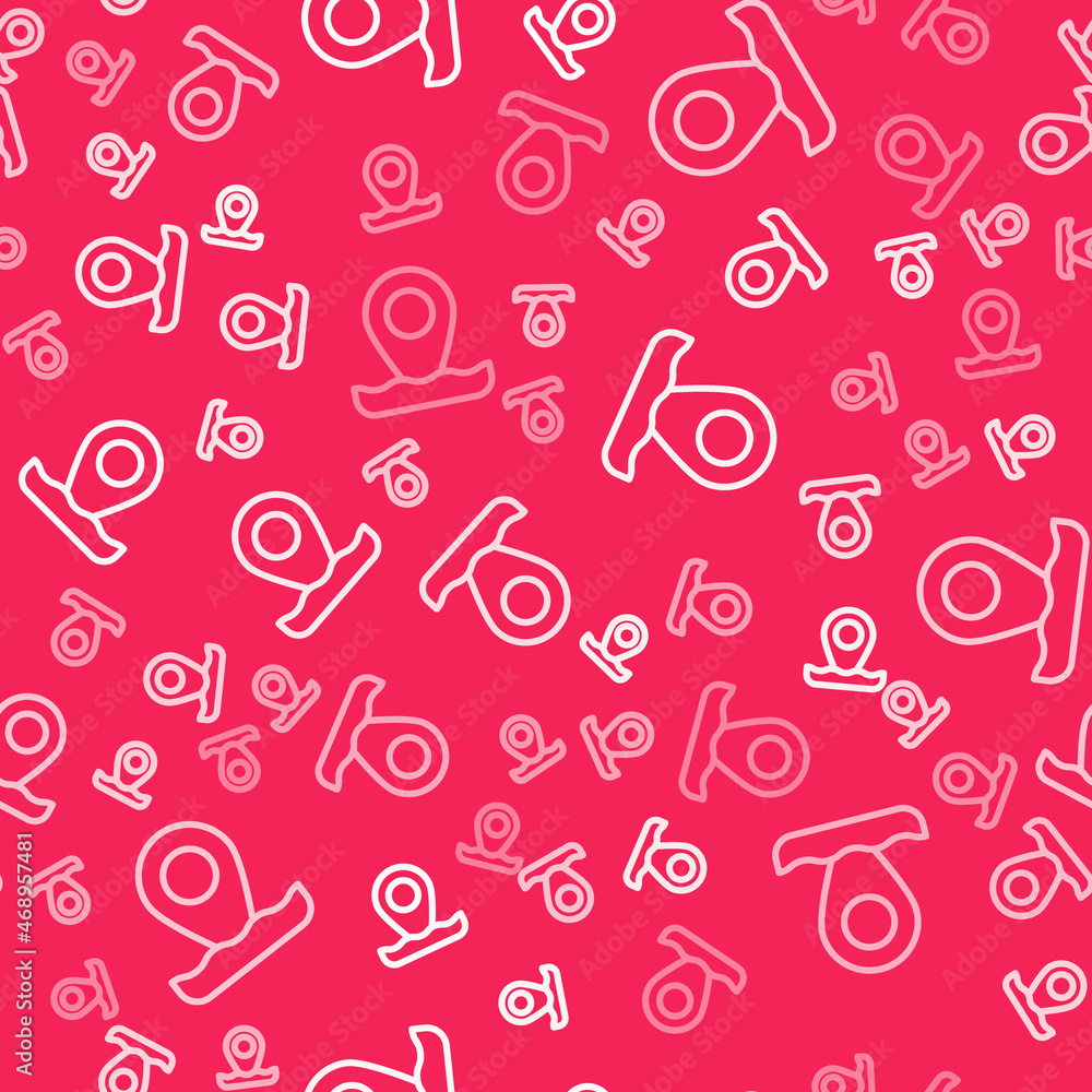 White line Location fishing icon isolated seamless pattern on red background. Fishing place. Vector White line Location fishing icon isolated seamless pattern on red background. Fishing place. Vector