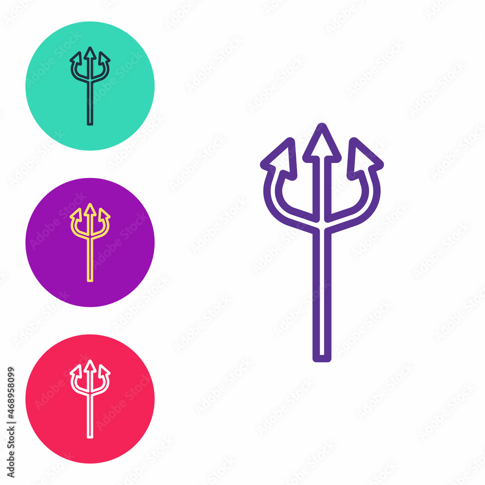 Set line Trident devil icon isolated on white background. Happy Halloween party. Set icons colorful. Vector Set line Trident devil icon isolated on white background. Happy Halloween party. Set icons colorful. Vector