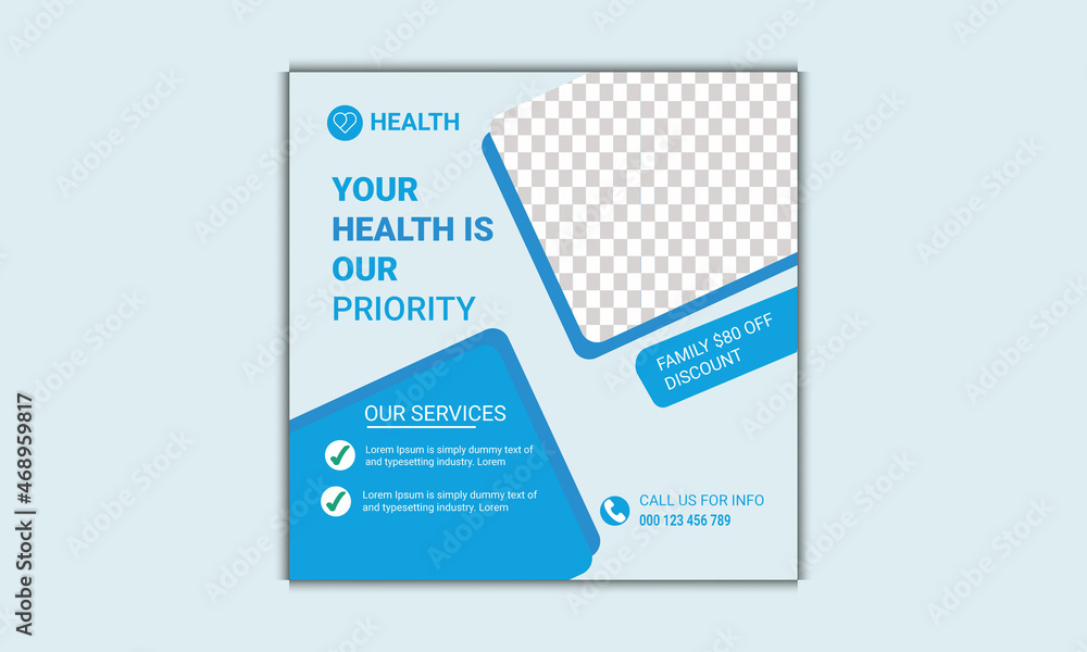 Obraz premium Medical Health Social Media Post Template | Social media design.Social media poster