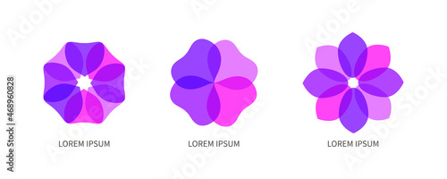 Set of geometric flowers. Logo for beauty salon, cosmetic brand
