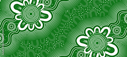 Dot art aboriginal green background photo