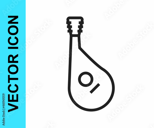 Black line Ukrainian traditional musical instrument bandura icon isolated on white background. Vector