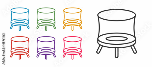 Set line Jumping trampoline icon isolated on white background. Set icons colorful. Vector