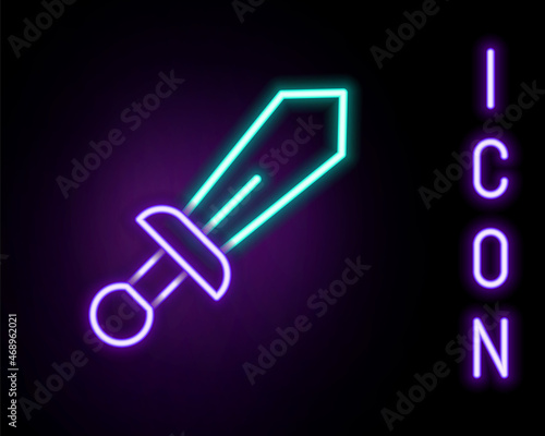 Glowing neon line Sword toy icon isolated on black background. Colorful outline concept. Vector