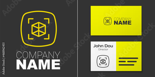 Logotype line 3d modeling icon isolated on grey background. Augmented reality or virtual reality. Logo design template element. Vector