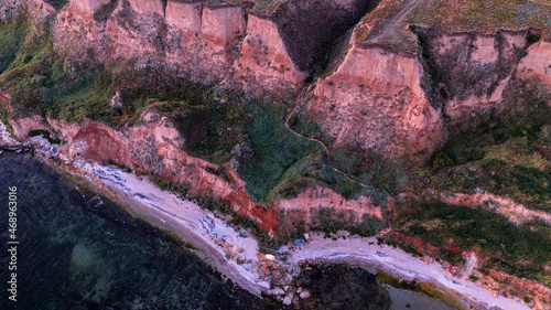 Shot of cape Ajiyaks during sunset. Summer sea at sunset. Rybakowka, Ukraine photo