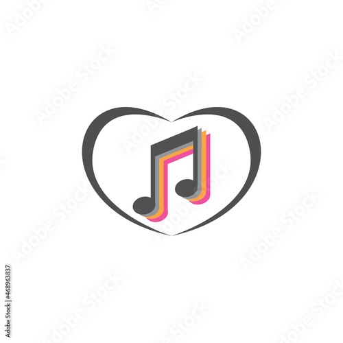 love music logo illustration note design template vector