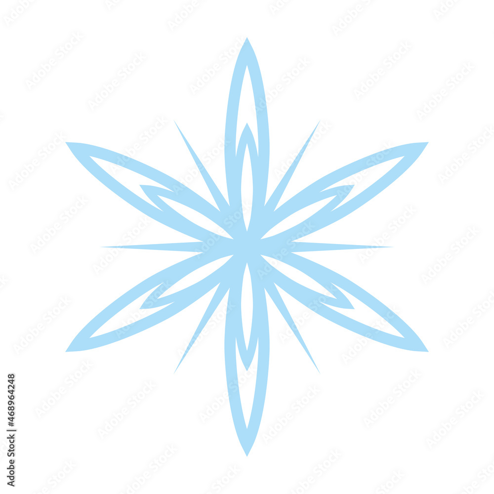 Snowflake icon, vector snow symbol isolated on white background