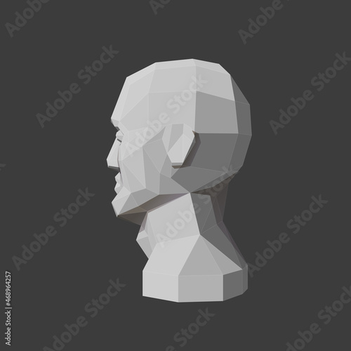 Partitioning of a man's head on a plane of shading for artists. 
Left view of face blockout . Vector illustration.