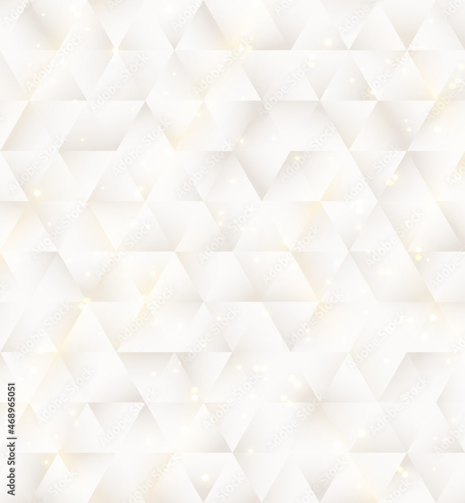 Obraz premium White geometric triangles mosaic pattern with glitter lighting luxury background and texture