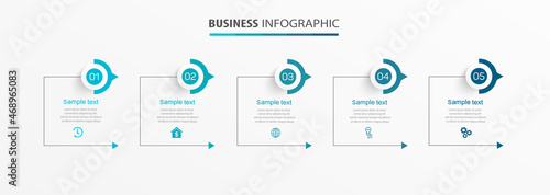 Fotografering Business infographic template with 5 options or steps