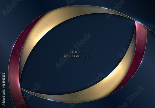 Obraz na plátně Elegant template abstract blue , gold, red metallic curved stripes with lighting