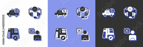 Set Taxi driver, Taximeter device, Location taxi car and call telephone service icon. Vector