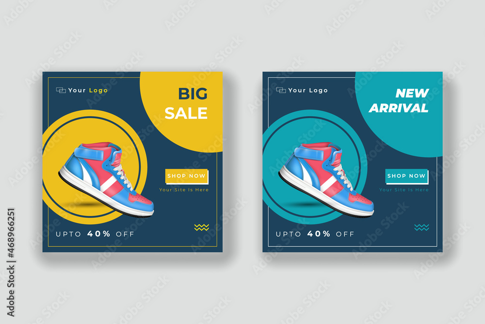 Sport fashion shoes brand product Social media banner post template