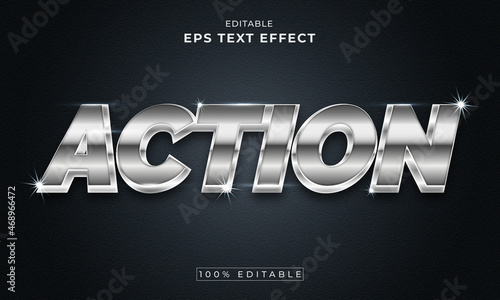 Action Silver editable 3d text effect