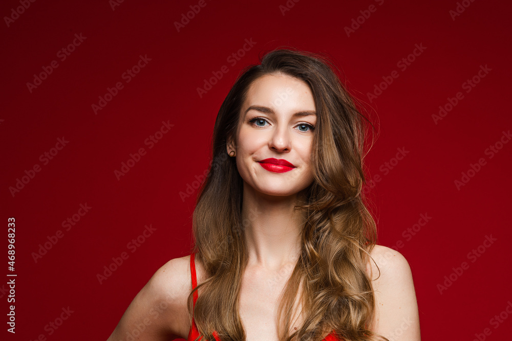 Gorgeous woman with red lips. Gorgeous woman with red lips.