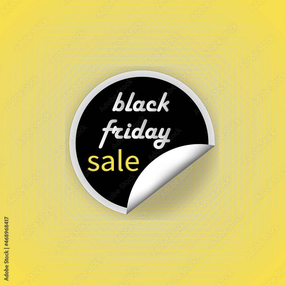 Obraz premium Black friday stiker. Sale sticker. Round stikers discount. Sticker with text black friday sale on yellow background