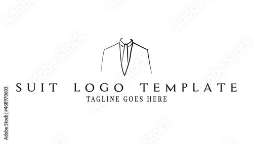 Suit and tie logo inspiration design. Vector illustration suit vector element. Gentleman logo design concept. Man fashion logo template. Male suit brand identity icon.