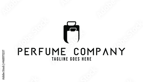 Perfume black and white logo design inspiration. Vector illustration logo design for perfume and fragrance brand company. Simple and modern perfume icon.