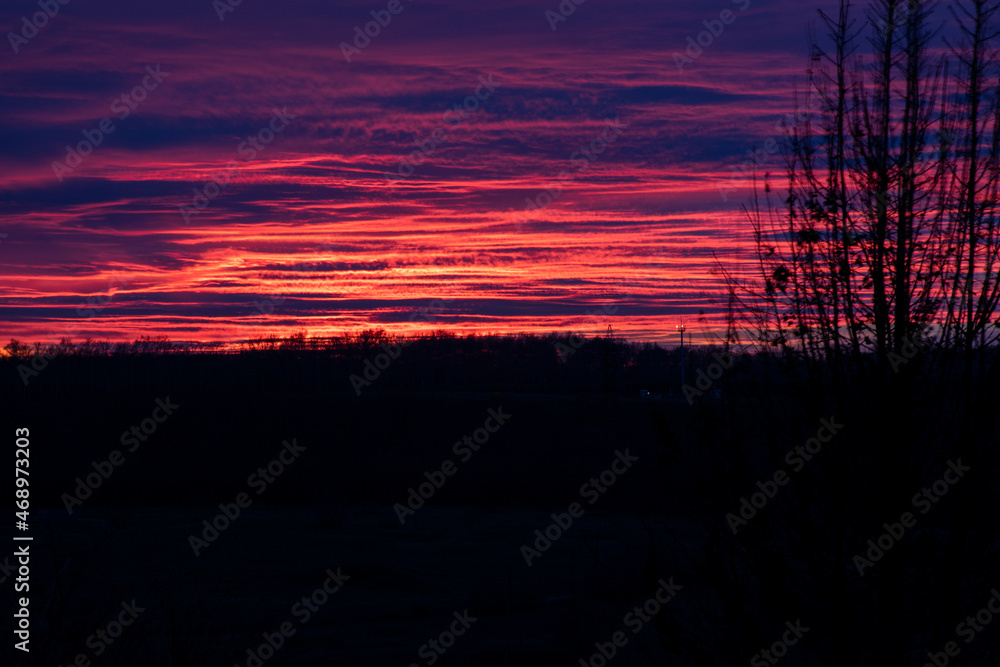 Fototapeta premium Landscape photos of striped sunset