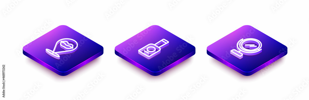 Set Isometric line Smiling lips, Bottle of nail polish and Round makeup mirror icon. Vector Set Isometric line Smiling lips, Bottle of nail polish and Round makeup mirror icon. Vector