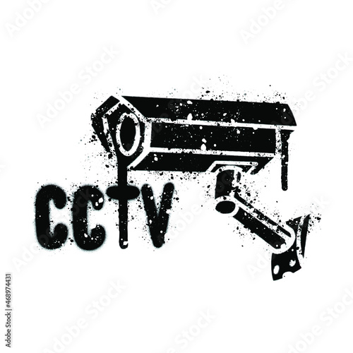 CCTV camera in graffiti style with streaks