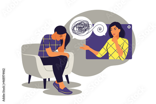 Psychological counseling concept. Psychological assistance service. Vector illustration. Flat.